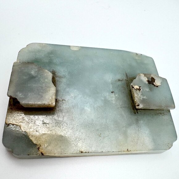 Hand-Carved Jade Scenic Landscape Design Rectangular Antique Plaque - Picture 6 of 11